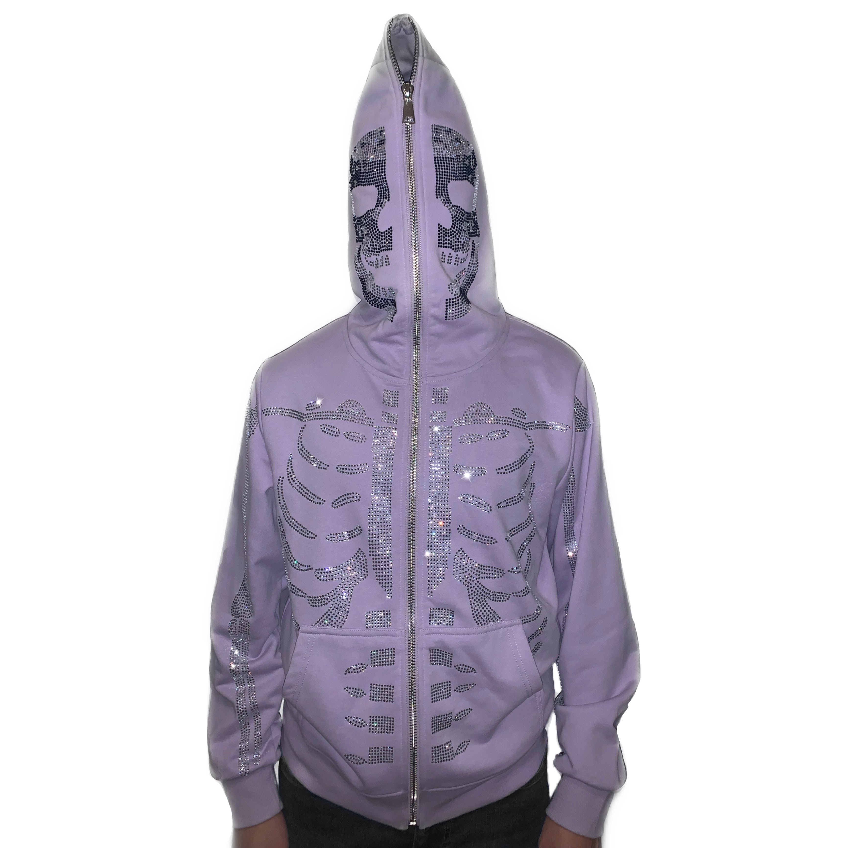 Rhinestone skeleton zip purple – Sazai